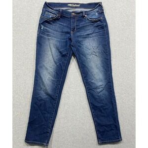 OLD NAVY Women Adult Boyfriend Mid Rise Blue Denim Jeans Size 8, Dark Wash